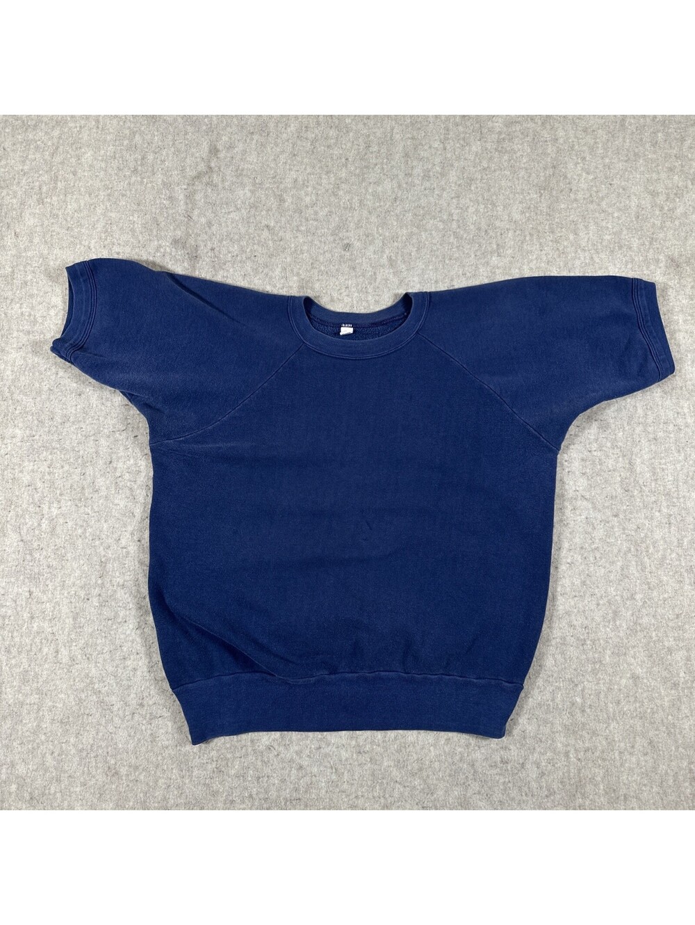 Vintage 60s Sweatshirt Small? Navy Blue Short Sleeve Blank Solid Cotton